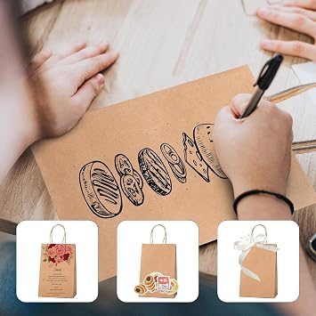 Switory Brown Paper Bags with Handles 25pc,Gift Bag Medium 26.7x20.3x12cm