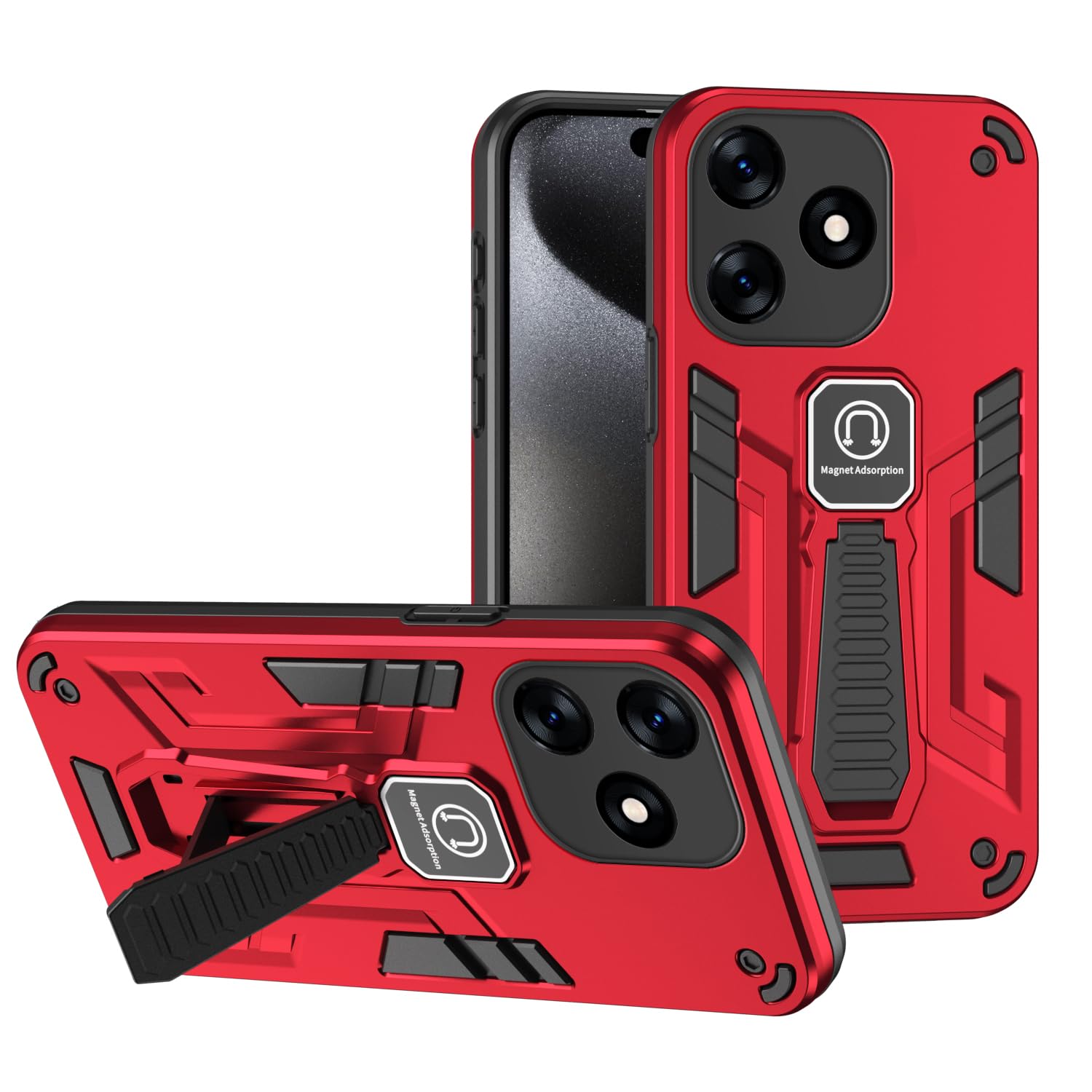 TIANYUE Custodia Magnetica Per Tecno Spark 10 Pro: Cover Sottile Antiurto TPU + PC Con Supporto Magnetico Integrato Per Auto (Nera), Protezione Extra Da Cadute E Graffi - 4