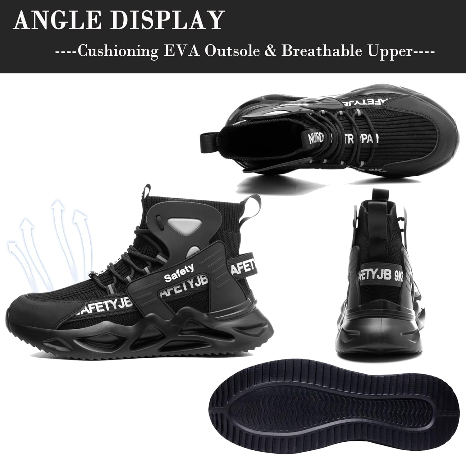 Nutropa Steel Toe Shoes for Men Women Work Safety Footwear Lightweight Breathable Comfortable Industrial Construction Sneakers - Image 4