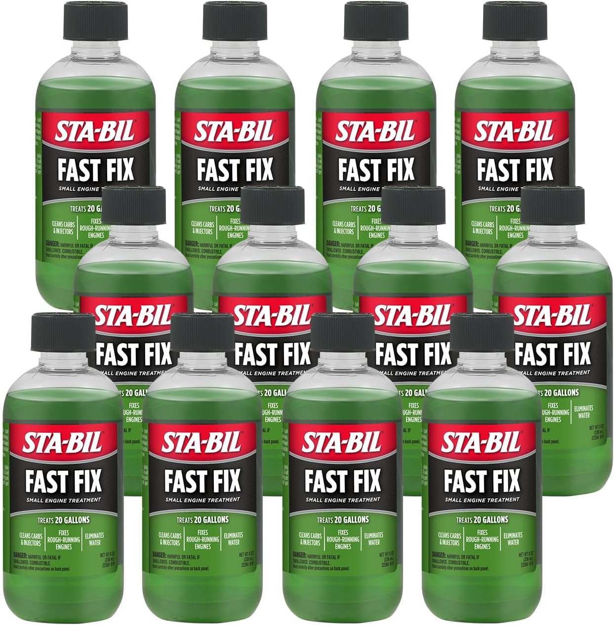 STA-BIL Fast Fix - Small Engine Treatment, Cleans Carburetors & Injectors, Fixes Rough Running Engines, Eliminates Water, Carb Cleaner & Fuel Injector Cleaner, 8oz (12 Pack)