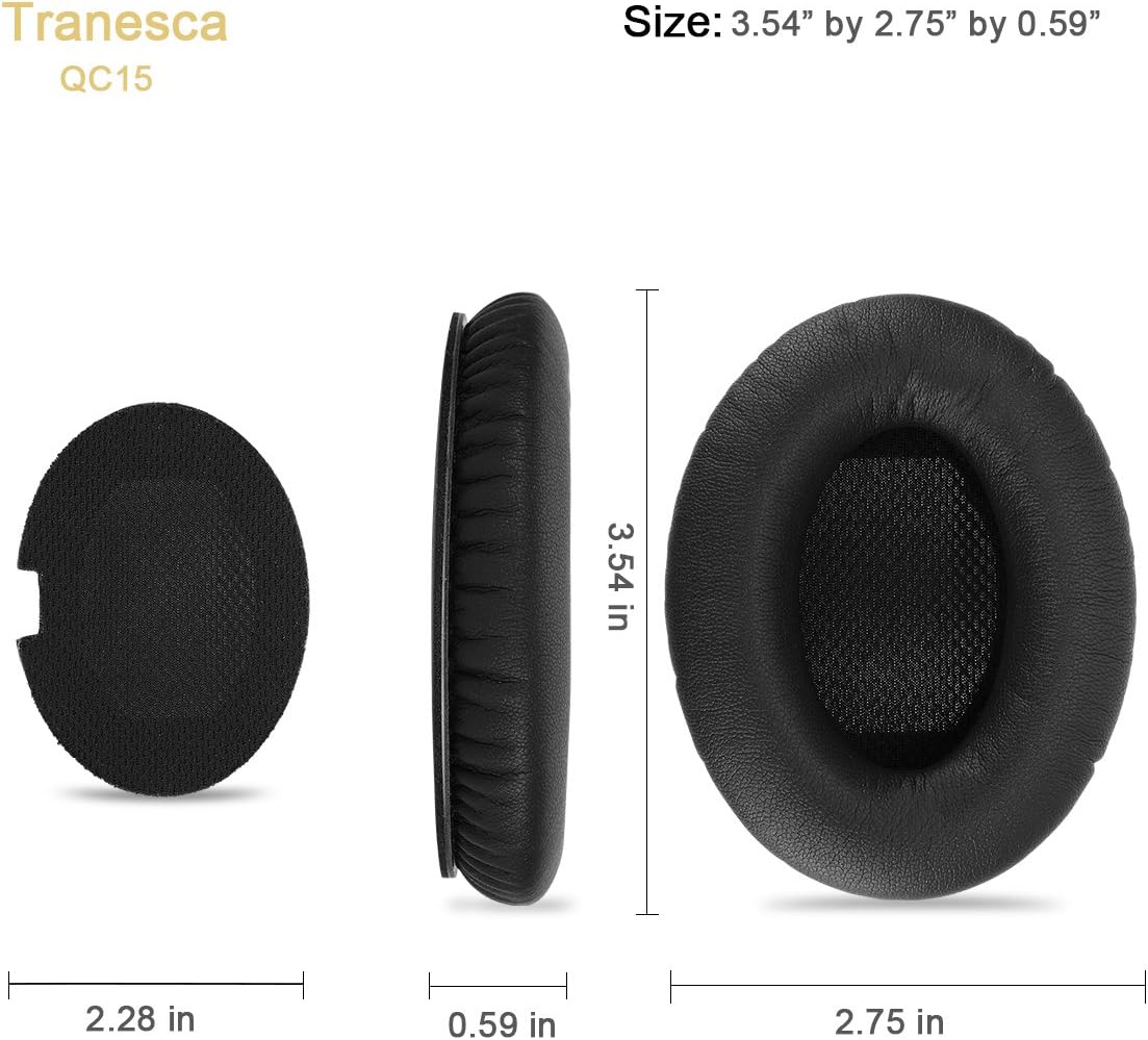 Tranesca Replacement Earpad kit for Bose QC15 (Black)