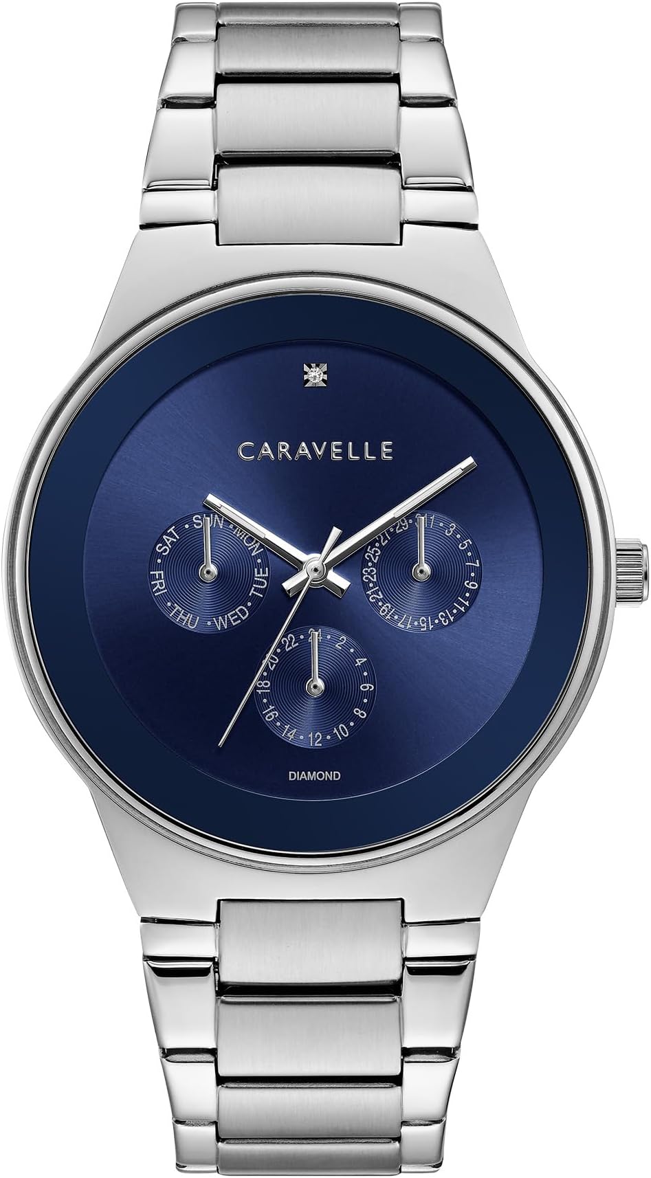 Caravelle by Bulova Men's Modern Multi-Function Stainless Steel Watch, Day/Date, 24 Hour Time, 40mm