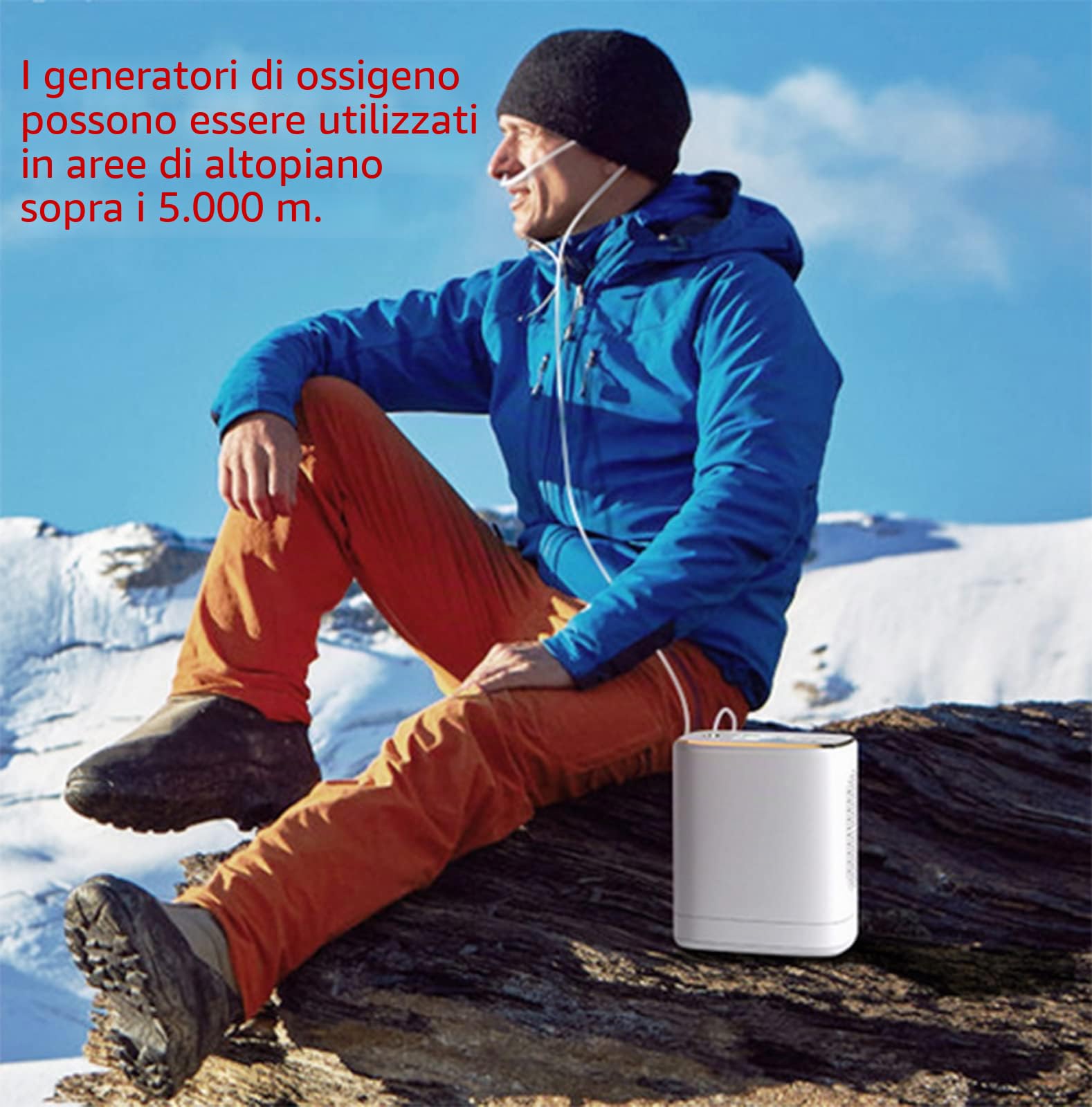 Generatore di Concentratore di Ossigeno Portatile, Ossigeno a Impulsi e Frequenza Costante, Inalatore di Ossigeno ad Alta Purezza al 96%, 1-3 L/min, Aree ad Alta Quota Superiori a 5000m.,B