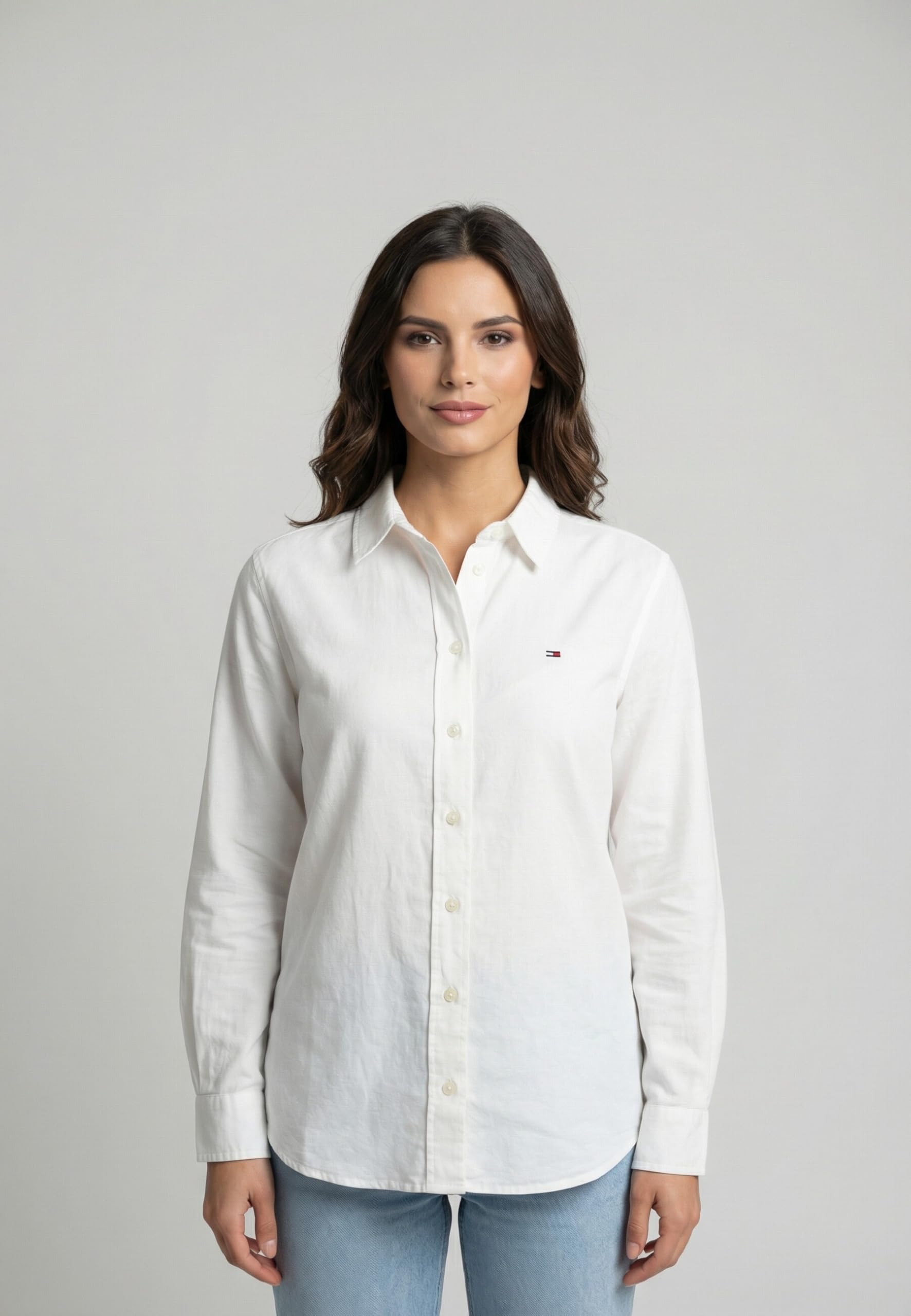Tommy Jeans Tjw RLX Linen Shirt Dw0dw20292 Camisa L/S Mujer (Pack de 1)