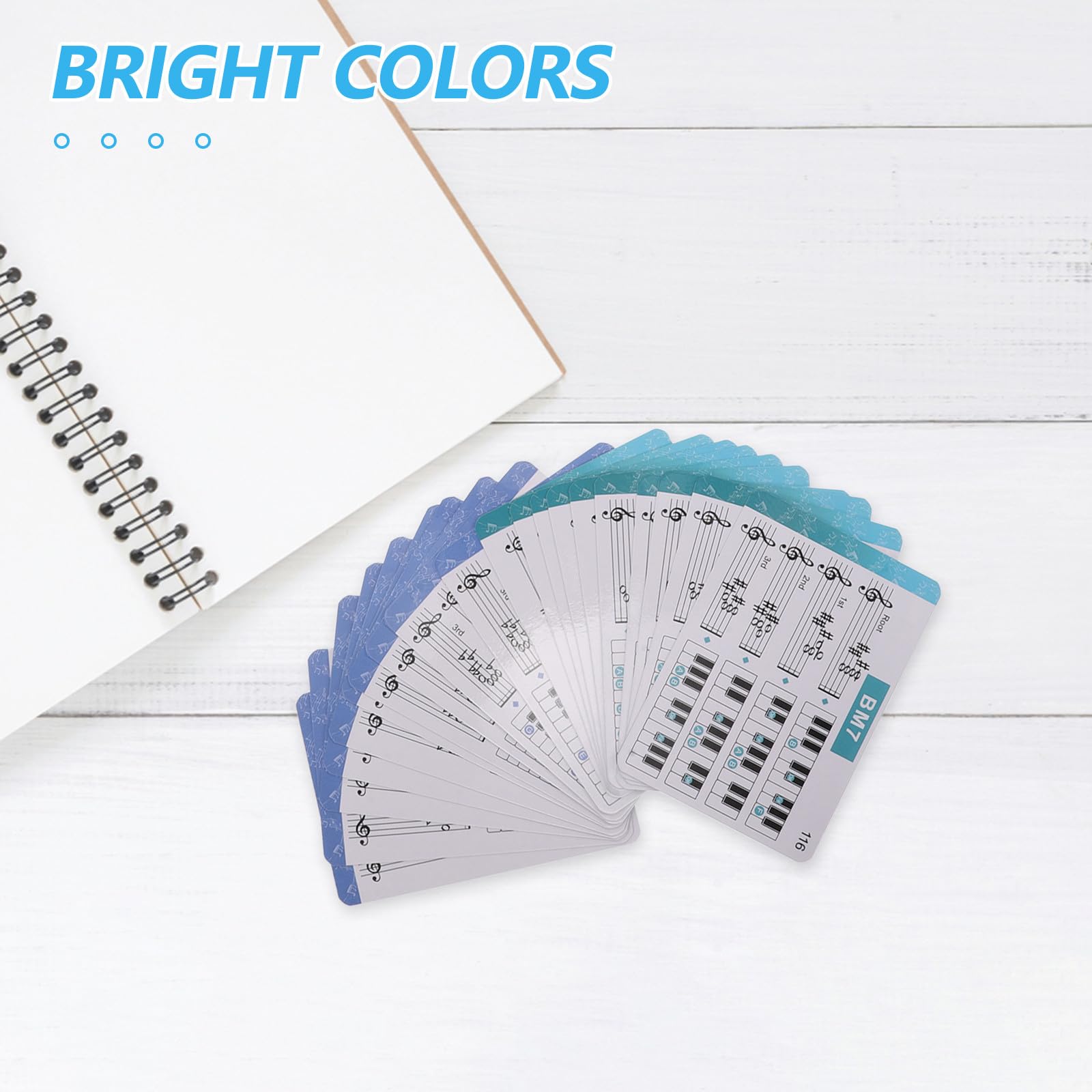 Yardwe 1 set di carte con accordi per pianoforte per principianti, strumenti essenziali per la pratica degli accordi per insegnanti di pianoforte - Flashcard con spartiti musicali per lezioni e studio