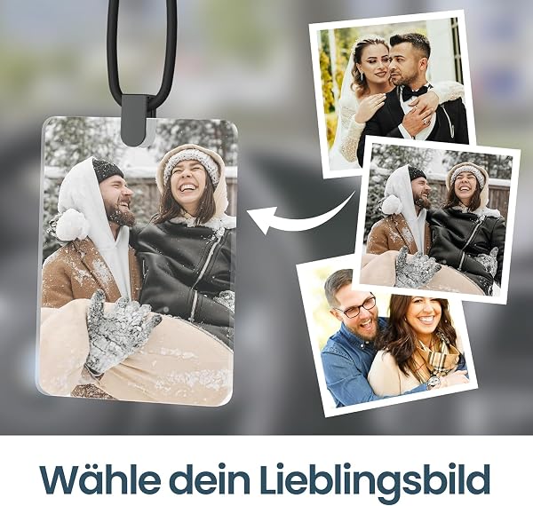 Meinearmbänder Personalisierter Auto Anhänger mit Foto – Rückspiegel Deko, Individuelles Geschenk für Paare - 4