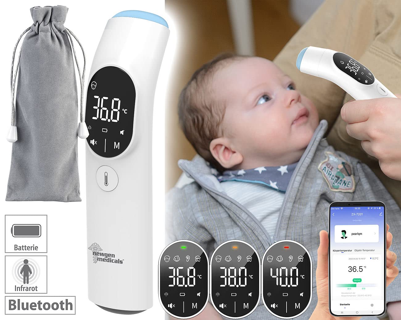 Thermomètre infrarouge sans contact connecté IRT-55.app [newgen medicals]