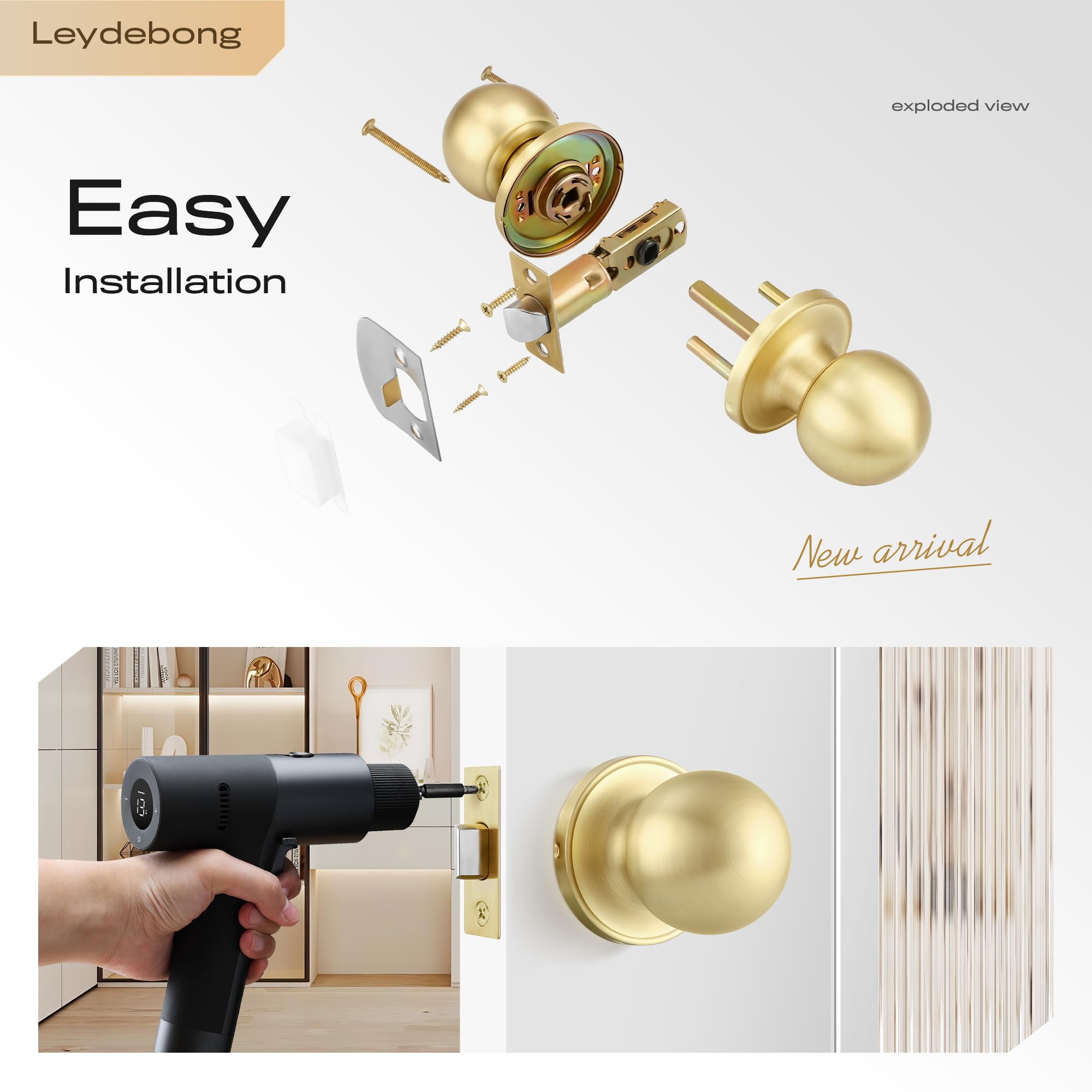 Leydebong Lot De 4 Boutons De Porte De Placard Dorés