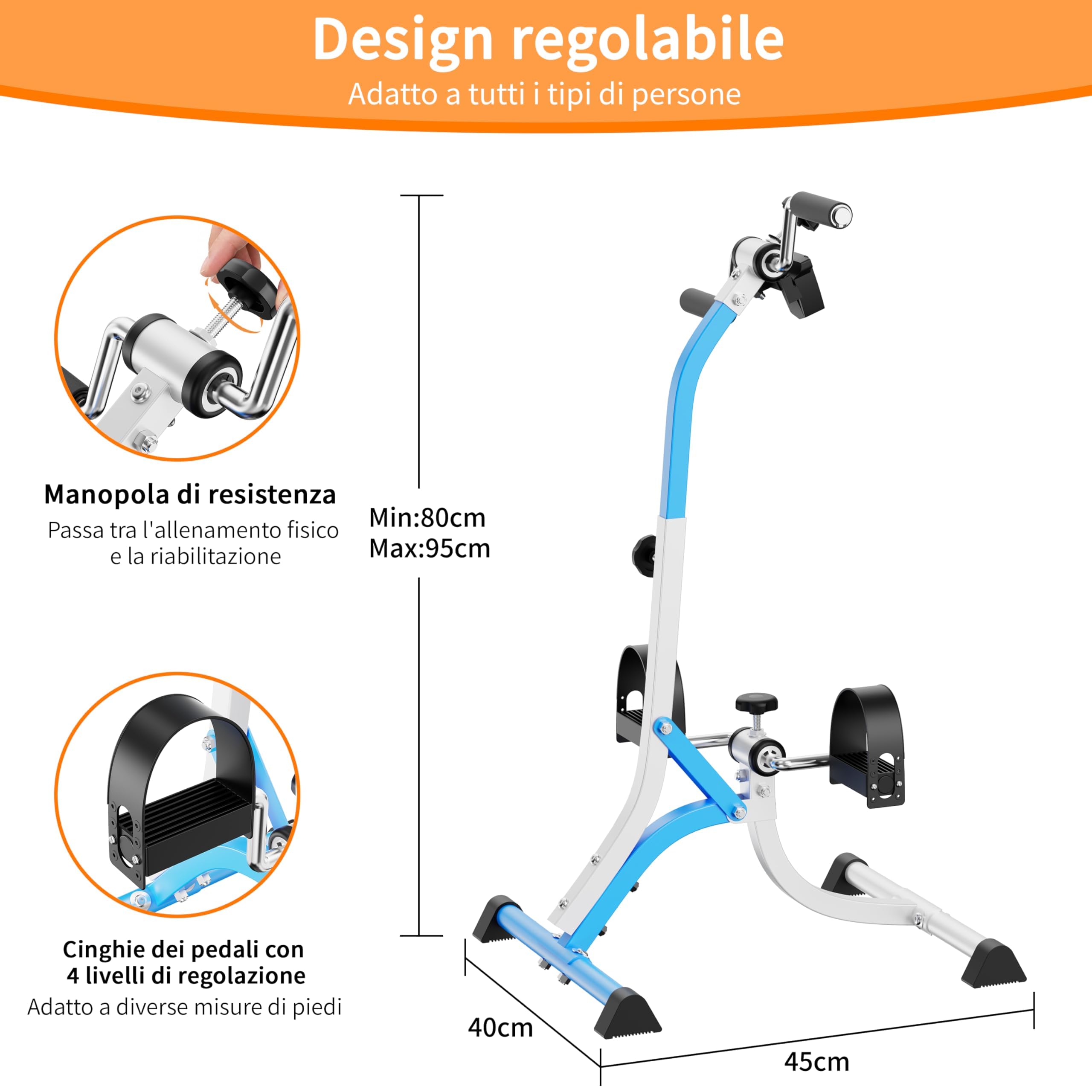 Pedaliera per Braccia e Gambe da Divano e Poltrona con Schermo LCD, Mini Bike Ginnastica Passiva Cyclette Manubrio Display Bici da Camera Casa Home Gym