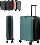 20 Inch Carry On Bagage, Valise de porte-monnaie de poche avec support téléphonique & Porte-gobelet, sac en coque dure avec double TSA Verrouillez. USB Port (Rouge)