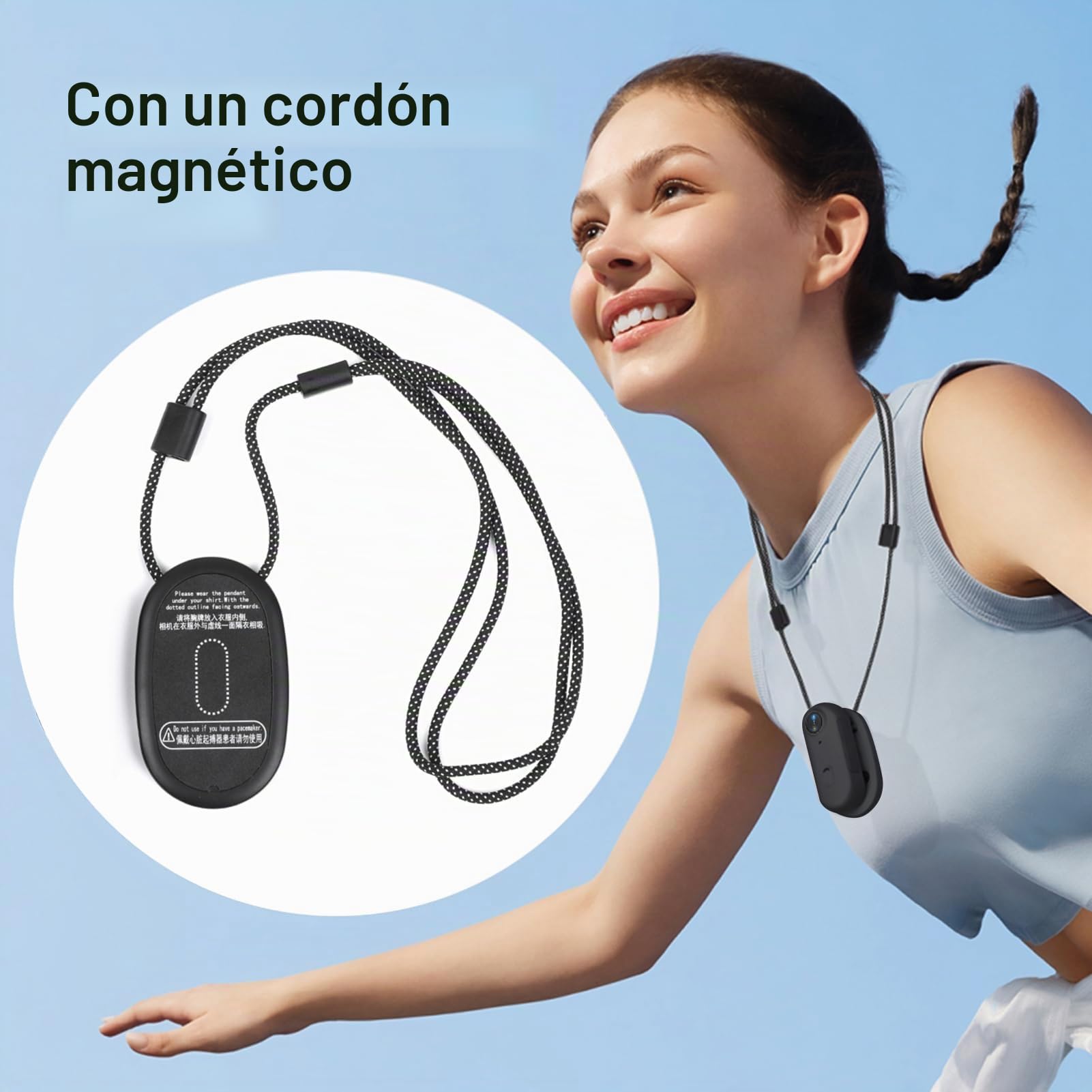 1080p WiFi Cámara Deportiva con Tarjeta TF de 32 GB | Lente gran angular de 120°, batería 800 mAh, con cordón magnético, clip trasero, carcasa impermeable y accesorios de montaje