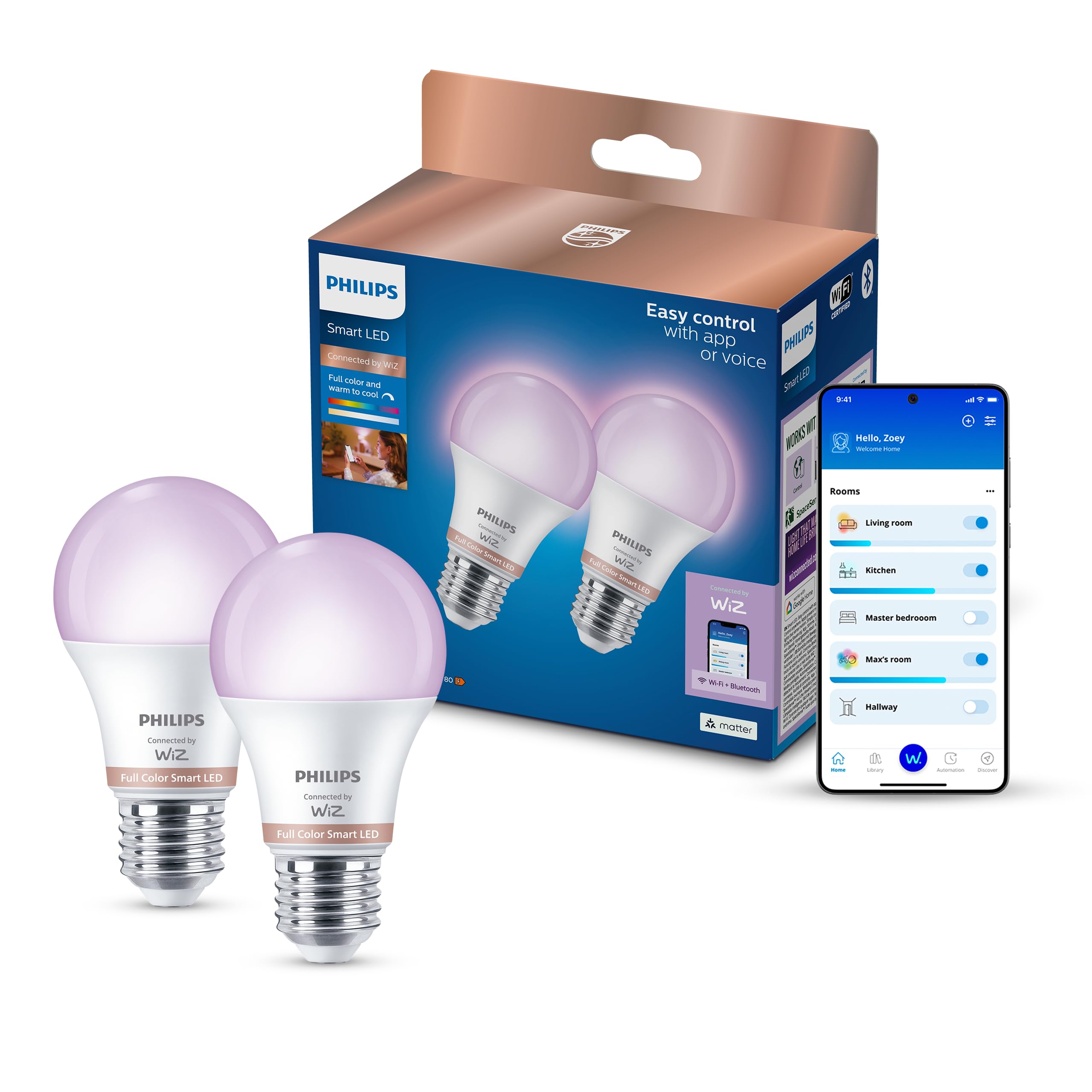 Philips Smart Lighting LED Ampul A60 E27 60W Eşdeğer RGB 2'li…