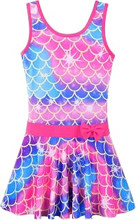 Girls Swimsuit One Piece UPF 50+ Floral Skirted Bathing Suit Modest Beach Swim Dress 3-11 Years