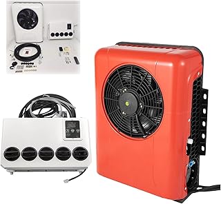 Aire Acondicionado Eléctrico Para Techo De Caravana 24V, RV Aire Acondicionado Aparcamiento Ultra-Delgado,Funcionamiento De 8 Horas, Para Autocaravanas, Camiones, VehíCulos AgríColas(Rojo)