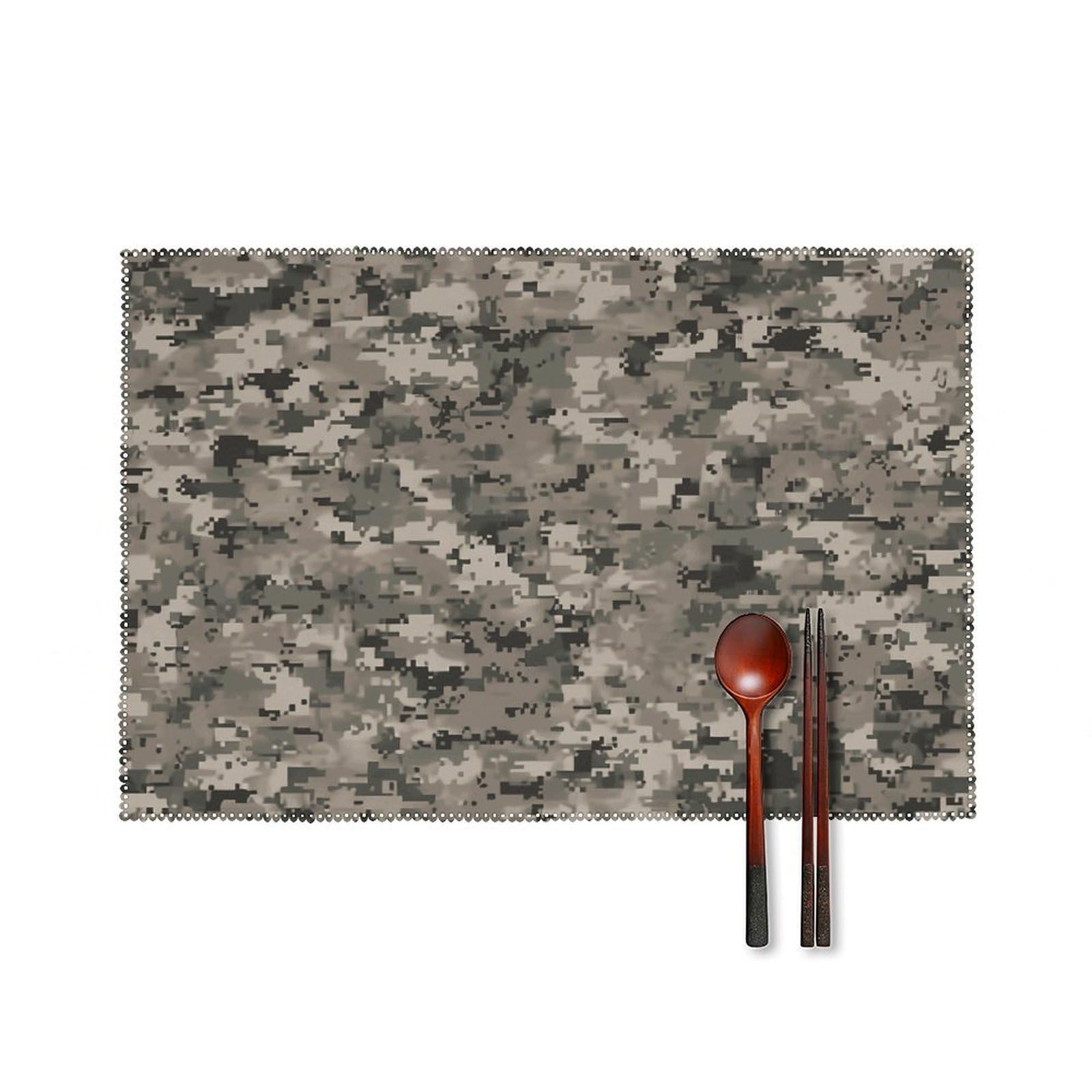 Army Digital Camouflage Placemats Washable Canvas Place Mats Decoration Placemat for Dining Table Easy to Clean Tables Mat Set of 6 for Kitchen Dining Room Coffee Table