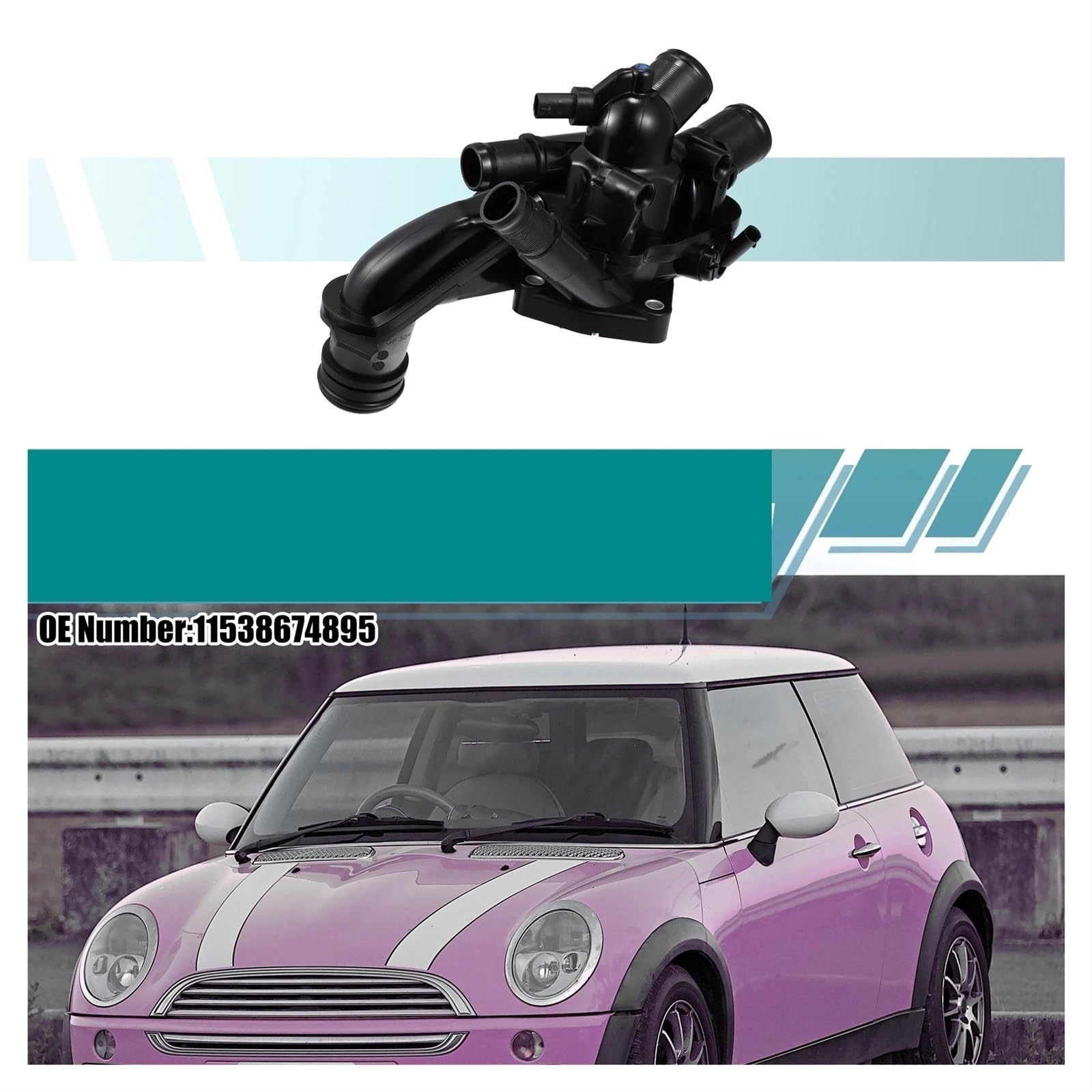 Obudowa termostatu płynu chłodzącego silnik do Mini Cooper 2010-2015 (numer referencyjny 11538674895). Akcesoria samochodowe.