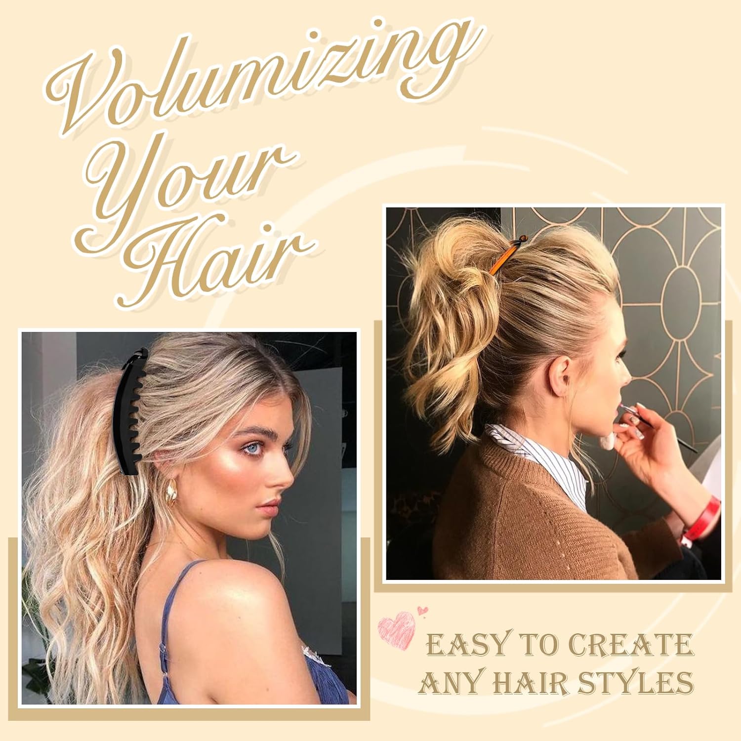 Strong Hold for Workouts & Thick Hair, 21pcs Banana Hair Clips for Women - 7 Styles Volumizing Claw Clips by Hapdoo, Secure Grip for All Hair Types - Image 4