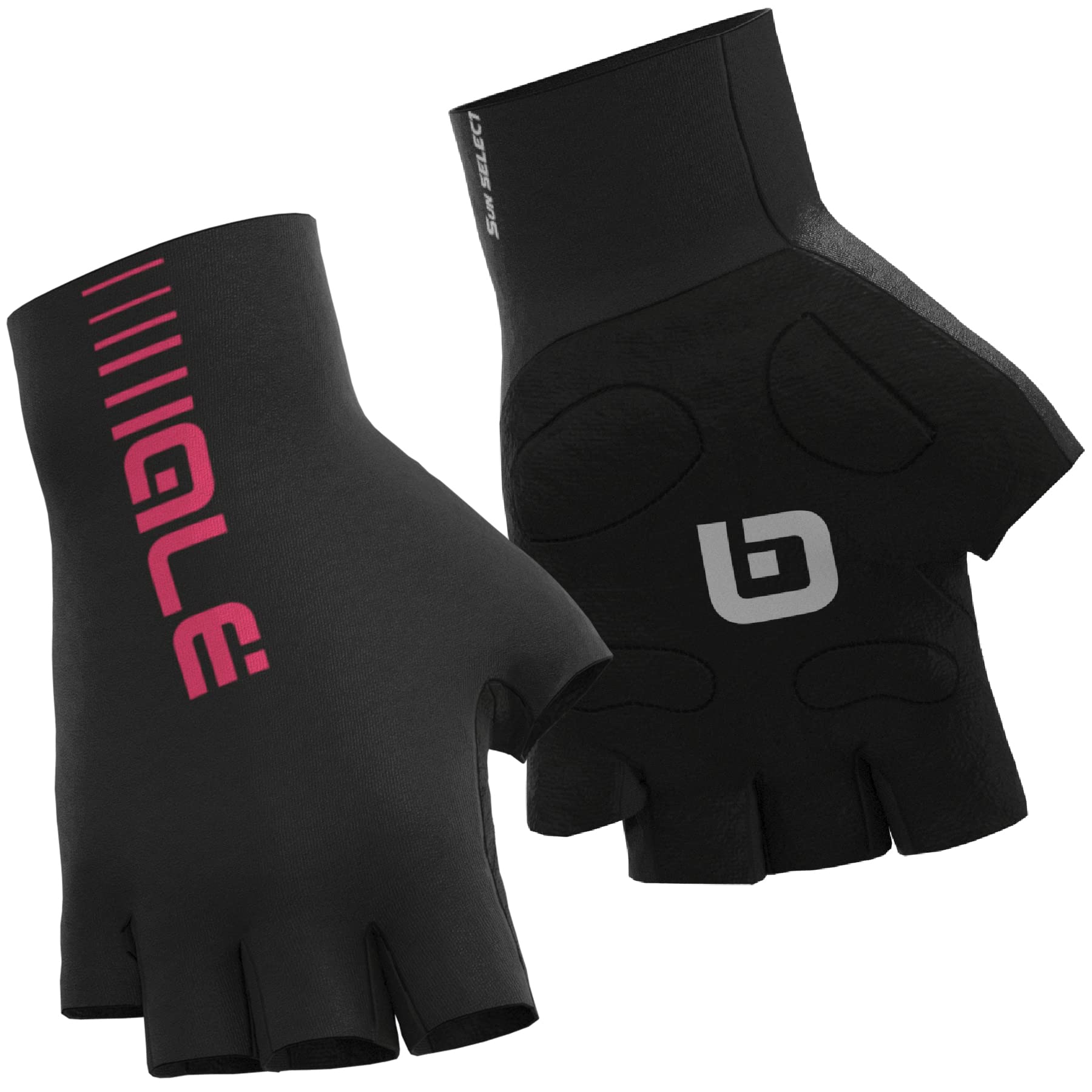 Alé Cycling Unisex Sunselect Crono Summer Gloves, Black/Fluo Pink, S