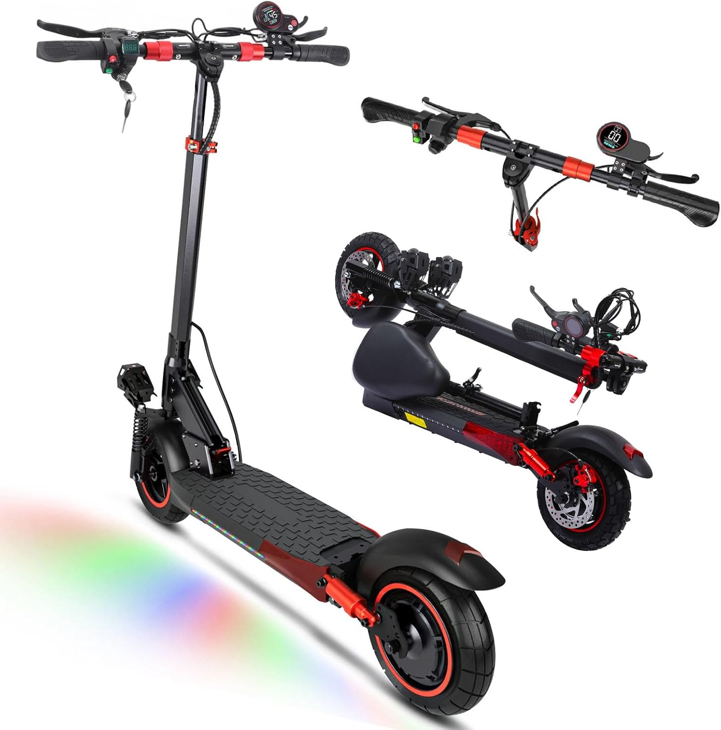 11/10" Off Road Electric Scooter Adults with Seat - Up to 34/28MPH & 28-37Miles Long Range Fast Escooter, 1200W/800W Powerful Motor,48V 15/18Ah Battery Foldable Escooter for Teens with Dual Braking