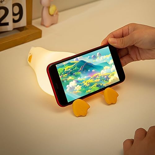 Miniatura 6 de Linda luz nocturna de pato plano, control táctil, recargable tipo C, lámpara de pato, lindo pato iluminado