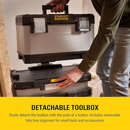 STANLEY FATMAX Rolling Workshop, 4-in1 Units including Removable Toolbox, Telescopic Handle, Large Storage, Compact Mobile Workstation, 1-95-622 - 9