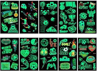 Soccer Style Waterproof luminous Temporary Tattoo Stickers for Kids - Glow in The Dark Football Tattoo Stickers, Soccer Theme Luminous Temporary Tattoo Stickers for Kids(10 Sheets)