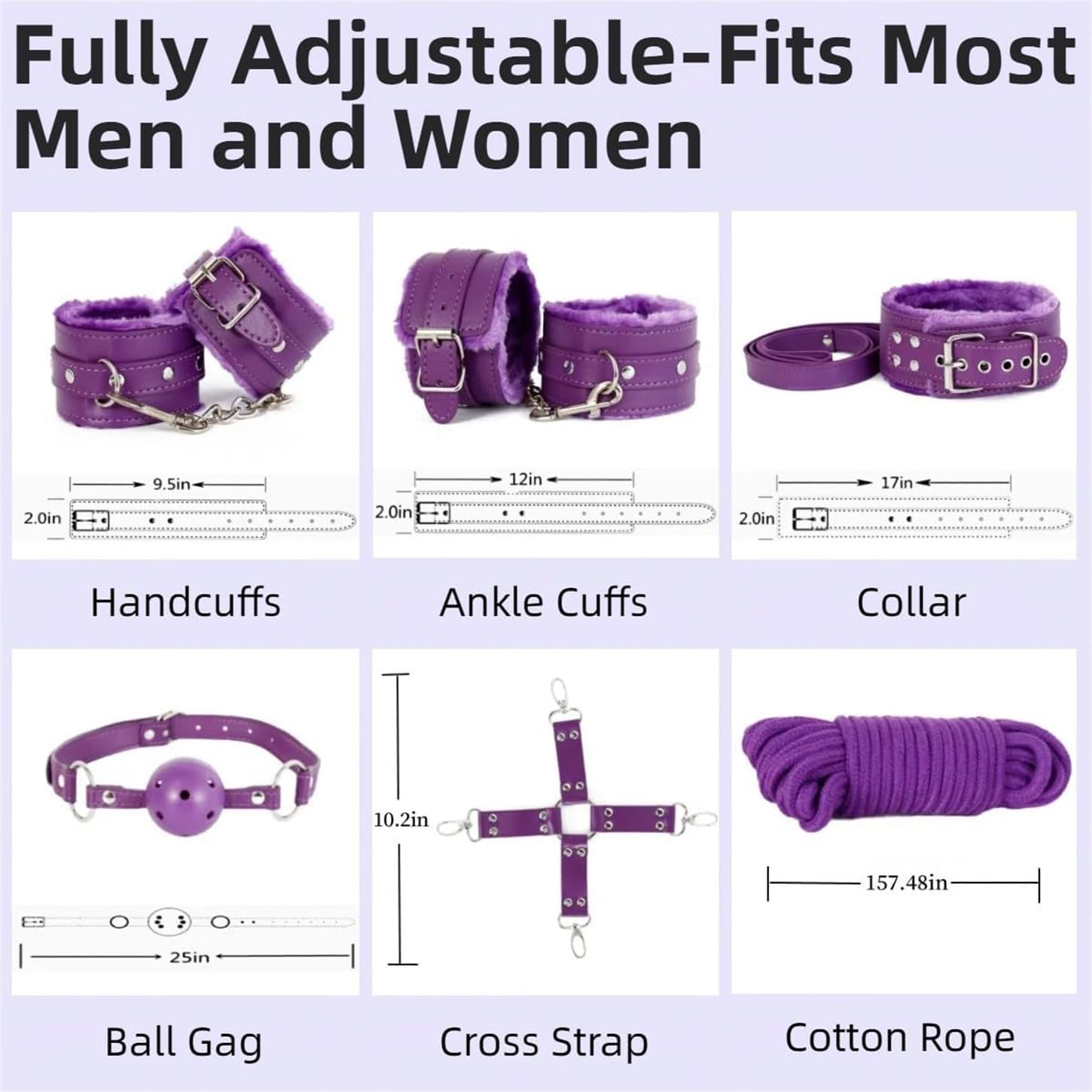 [12 Pezzi Set di Accessori in Pelle Viola, Set di Protezioni Sportive Regolabili, Fascia Elastica per La Casa E L'attrezzatura per Lo Yoga, Regalo Originale-K3