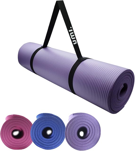 Amazon Brand- Umi Yoga Mat for Women and Men- Non Slip Yoga Mat with Carry Strap Included, NBR - 183 cm x 61 cm x 1cm Thick Exercise Mat Ideal for Yoga, Pilates, HiiT, Meditation and Gymnastics