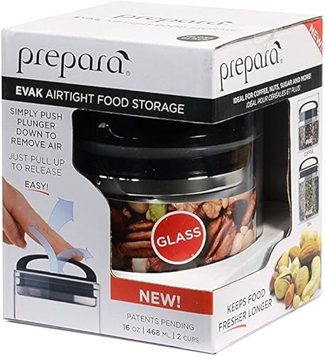 Vista 8 de Prepara evak vidrio contenedor de almacenamiento de alimentos con mango de tacto suave, color negro, tamaño grande, Negro Gloss Hyle
