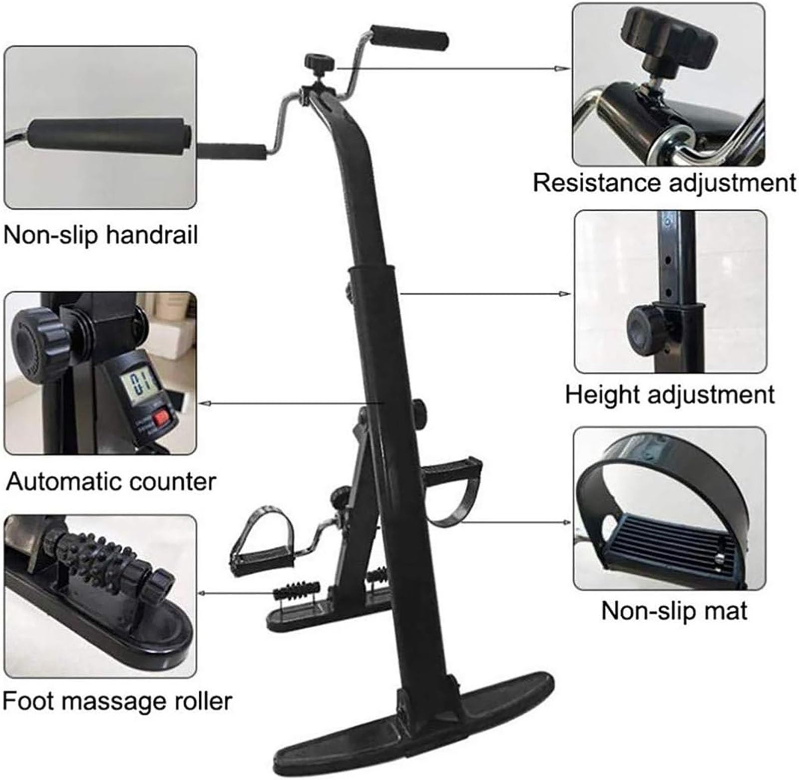 Składany rower treningowy, stacjonarny rower treningowy do ćwiczeń ramion i nóg, urządzenie do ćwiczeń pedałowania z wyświetlaczem LCD, sprzęt do rehabilitacji udaru mózgu u osób starszych w domu