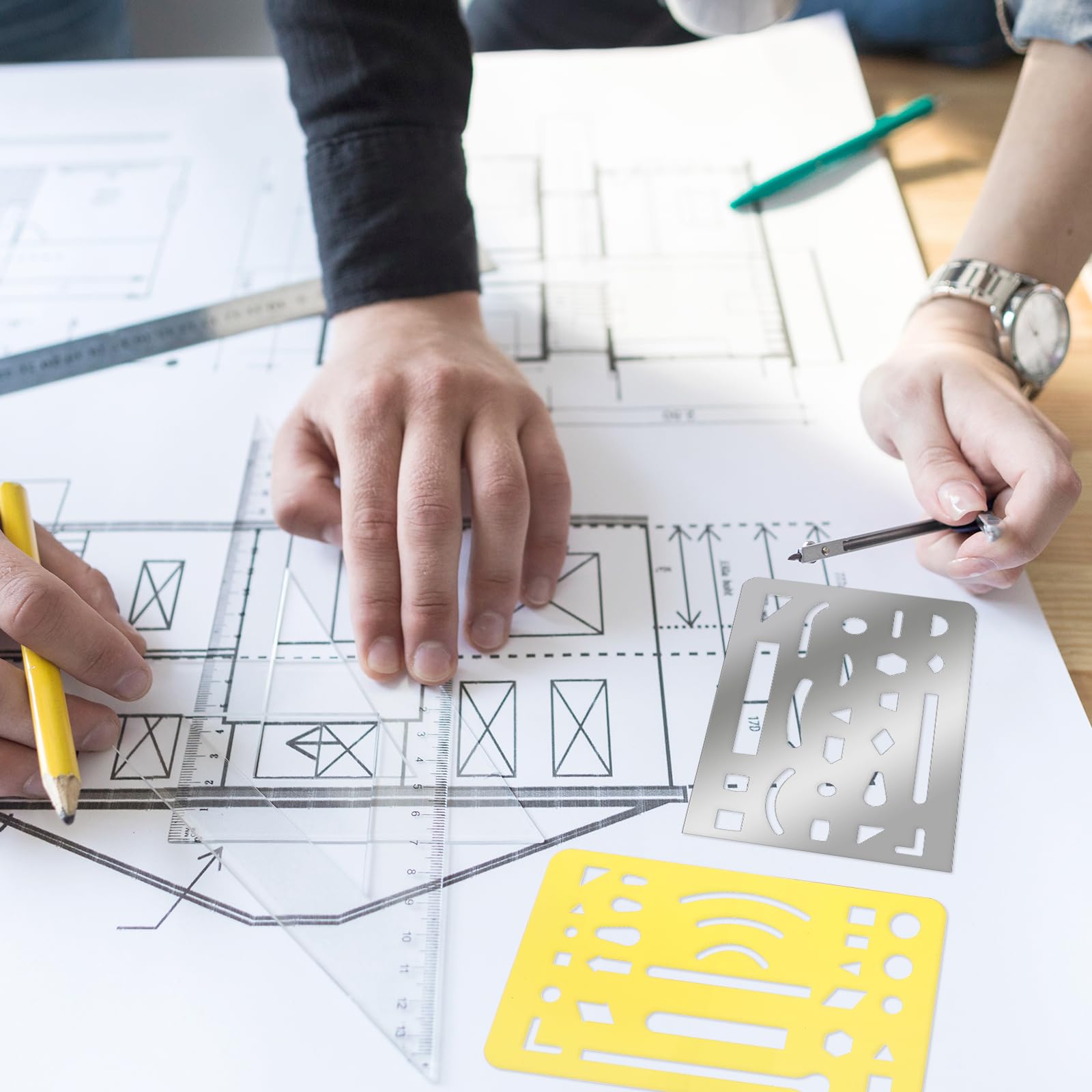 4 Pieces Eraser Shield Eraser Template Drafting, Stainless Steel Drawing Template Metal Drafting Tools Shield Drawing Tools for Mechanical Draw Engineering Design, 4 Designs - Image 5