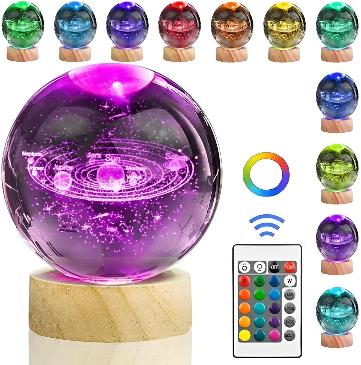STARKENDY Wooden Base Night Light 3D Crystal Ball Portable USB 3D Crystal Lamp Wooden Table Lamp Desktop Ornaments Warm White Lighting (3 D Galaxy (Multicolour) with Remote) (B0DG64PW8R) Amazon Price History, Amazon Price Tracker
