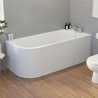Affine Modern Bathroom 1700 J Shape Right Hand Bath Front Panel Corner Bathtub Acrylic