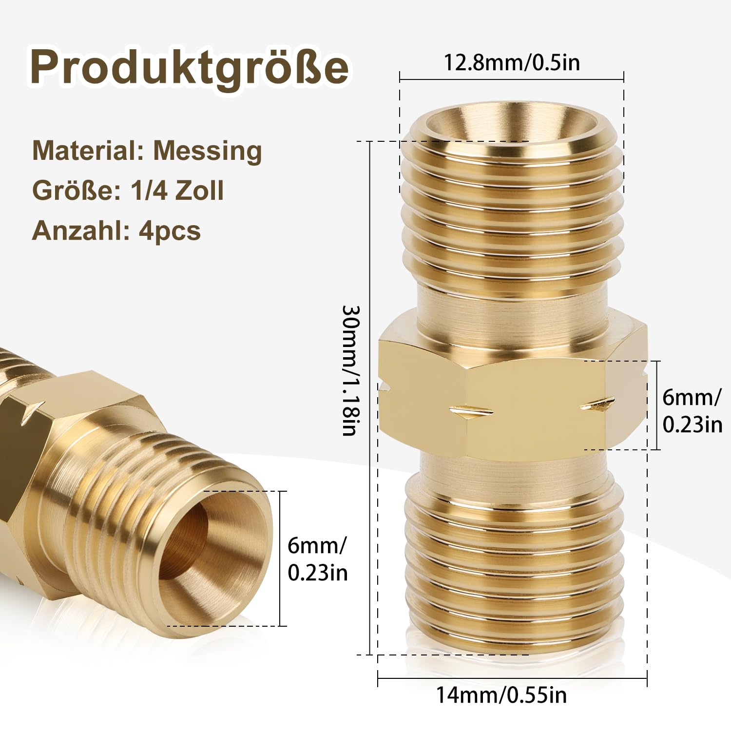 Messing 1/4 Links Dubbele Snelkoppeling Gaspijp