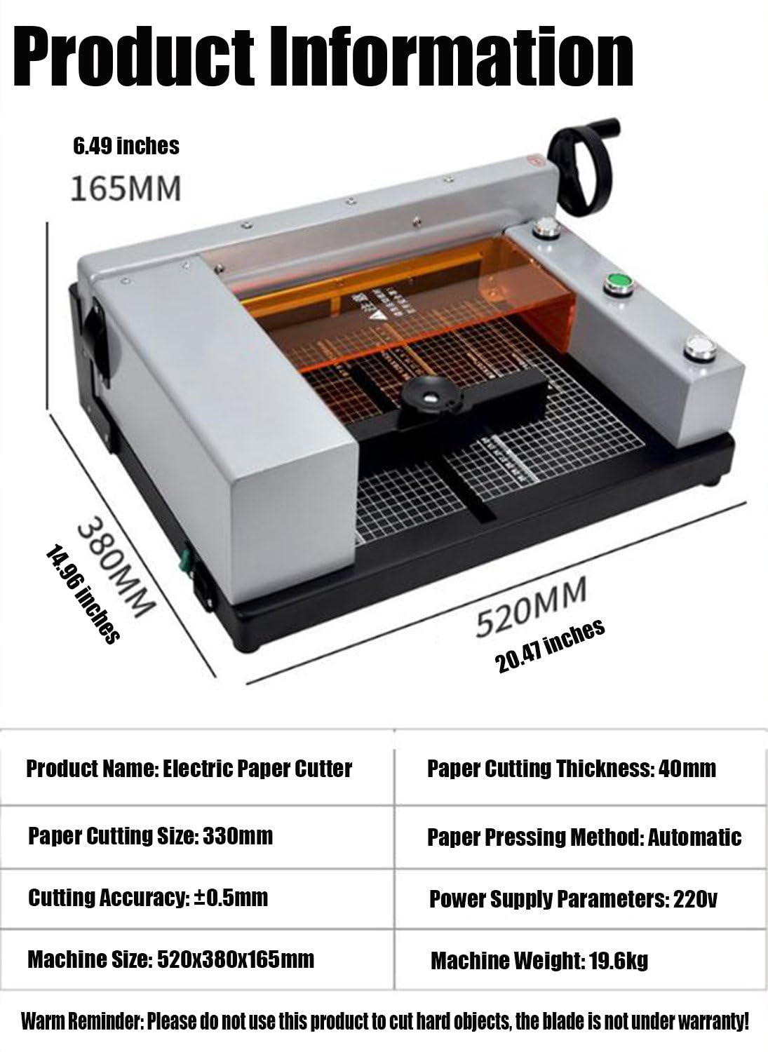 Tagliacarte elettrico, completamente automatico, resistente, per A4 e pelle, dispositivo di taglio di precisione per ufficio e artigianato