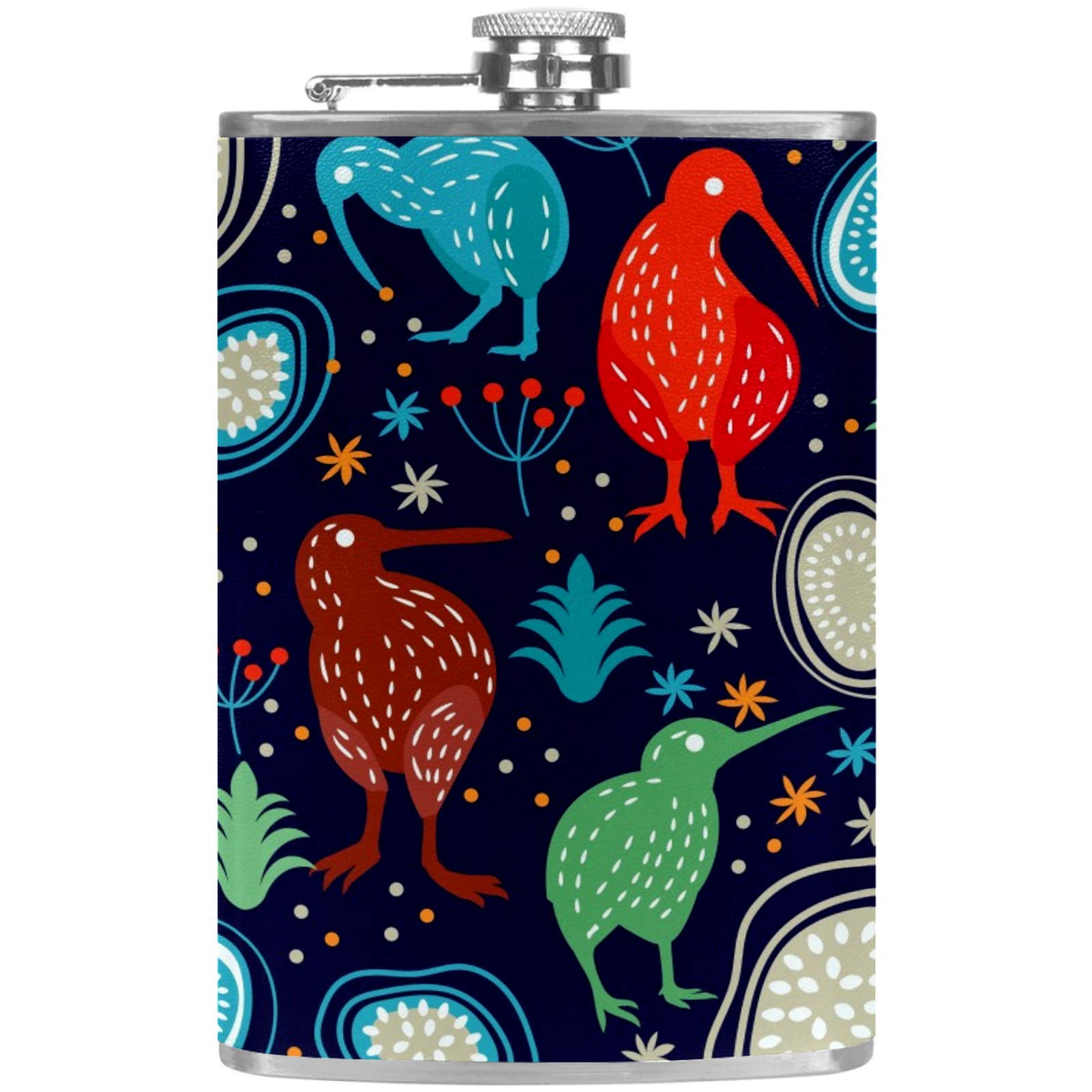 Flasque à whisky anti-fuite en cuir bleu marine avec entonnoir de remplissage