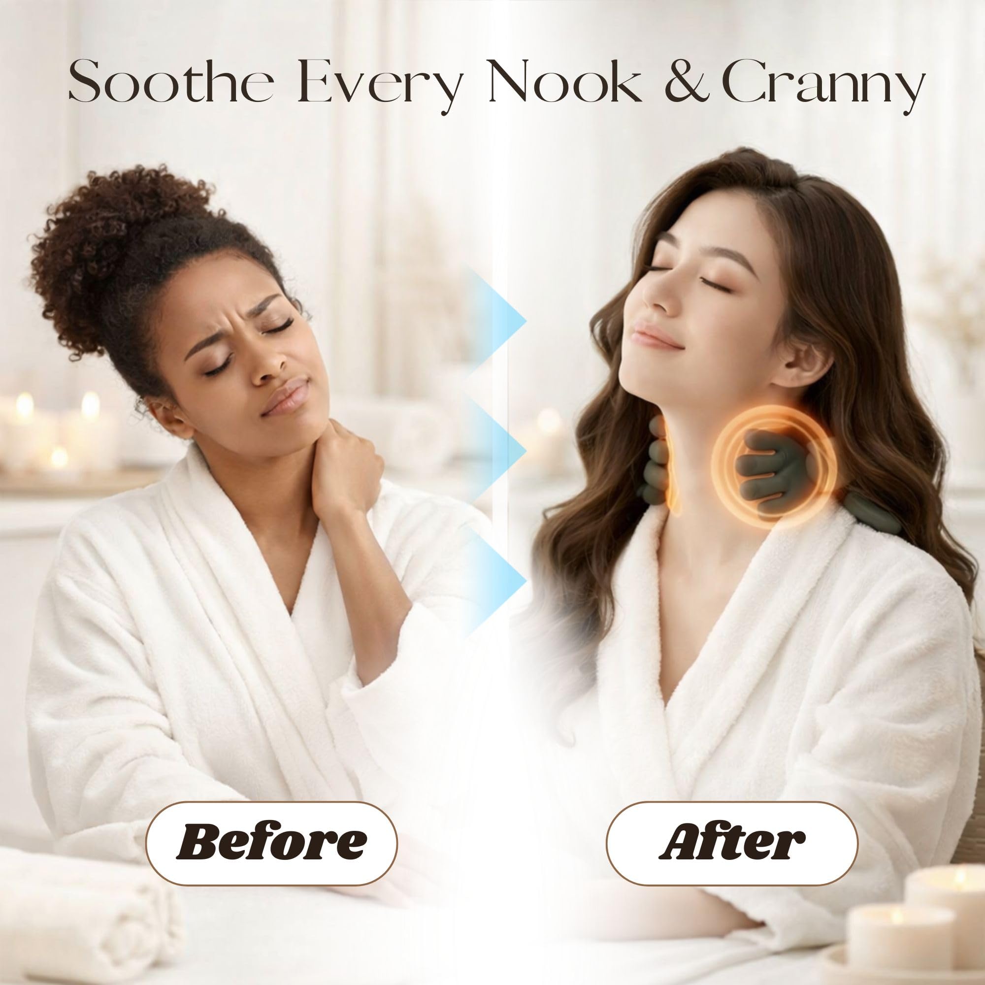 LIVINGPRO - Massaggiatore per collo e spalle con calore, shiat per tessuti profondi con palma bionica 4D, massaggio simulato delle mani umane, 3 intensità regolabili, sollievo dal dolore portatile per