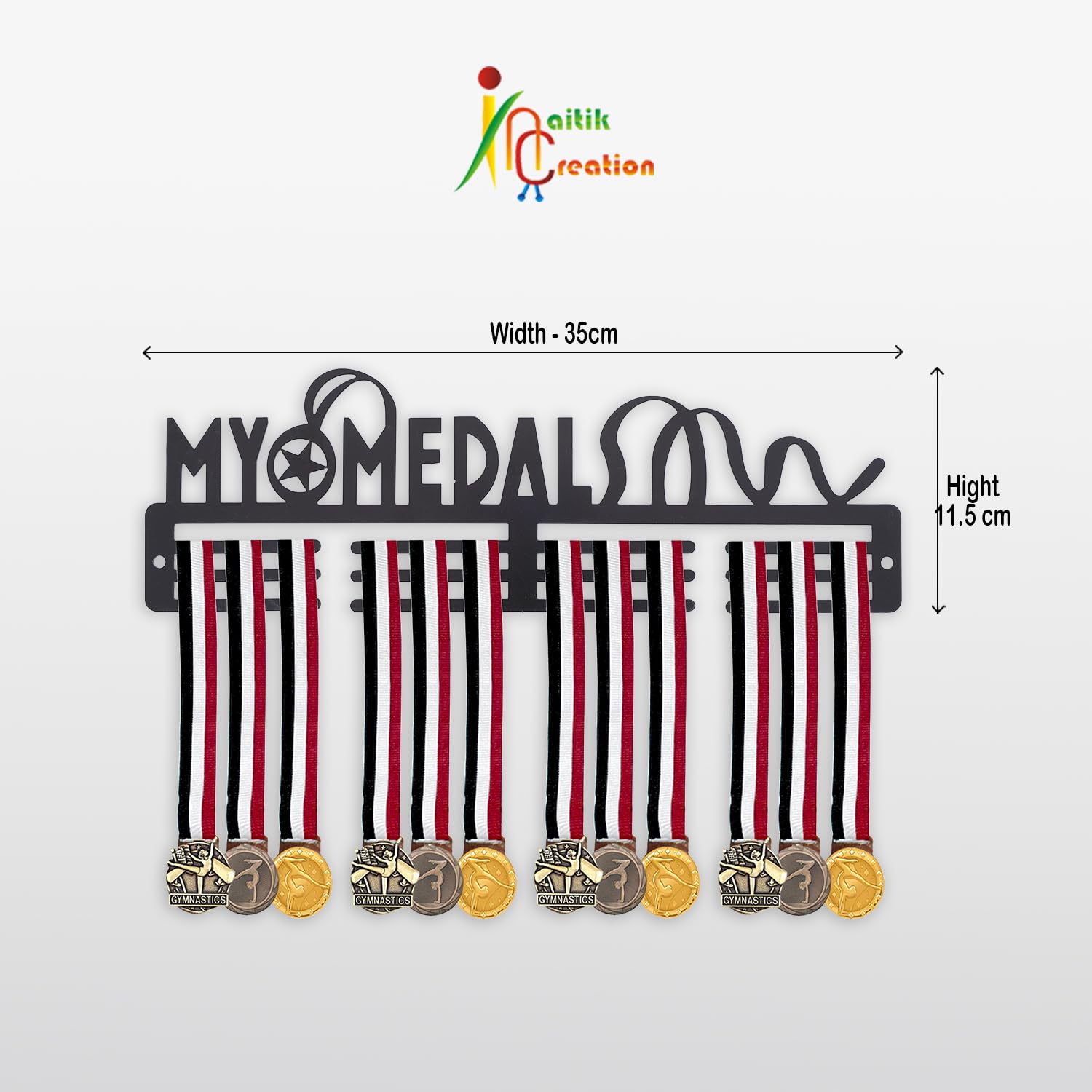 NAITIK CREATION Medal Hanger for Wall | Medal Holder Sports Wall Display | Hang Up to 60 Medals | Perfect for Kids, Athletes & Sports Enthusiasts, Black Finish (My Medal) 1