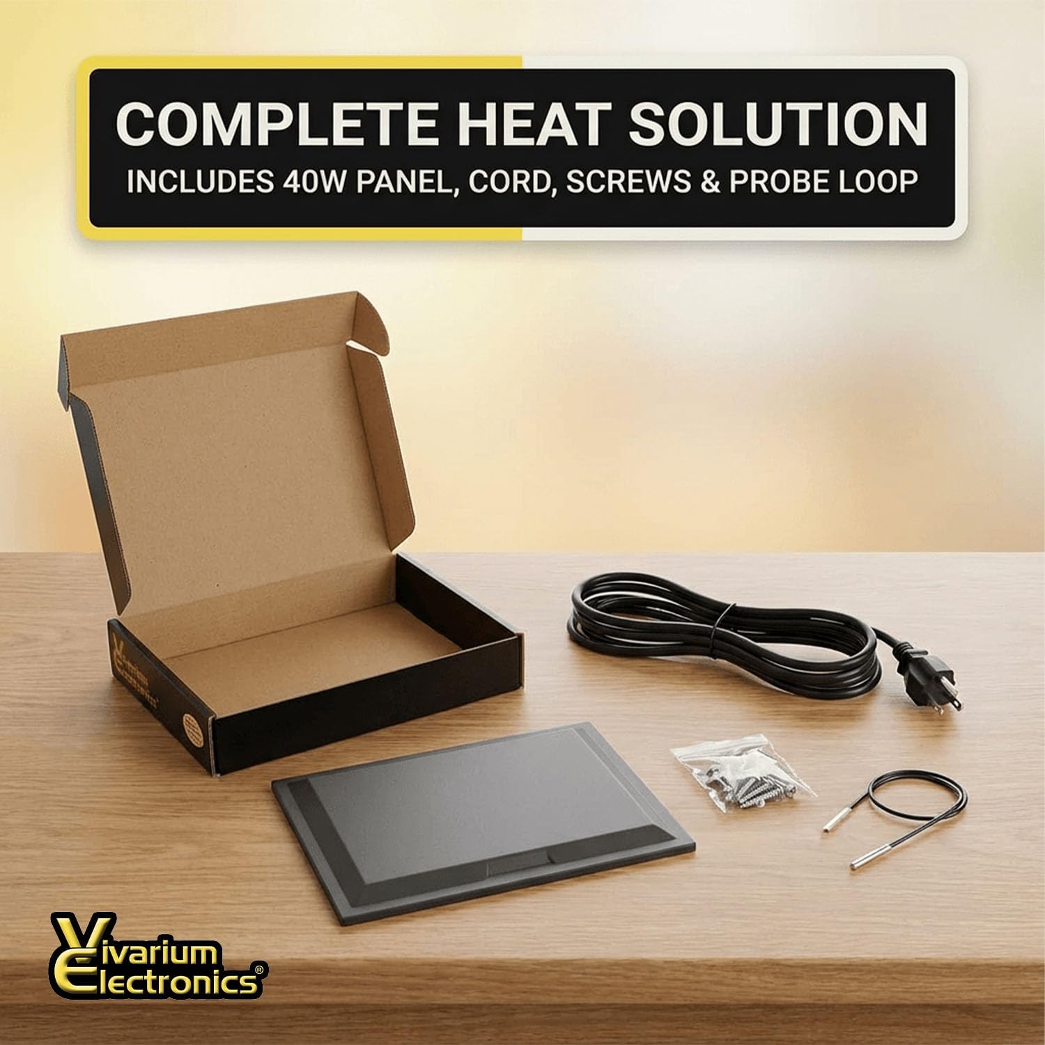 Radiant Heat Panels Made in USA 40W–Premium Reptile Heater Mounts Easily with Included Screws Reptile Heat Panel, Snake Heater, Bearded Dragon, Gecko and Hermit Crab Accessories