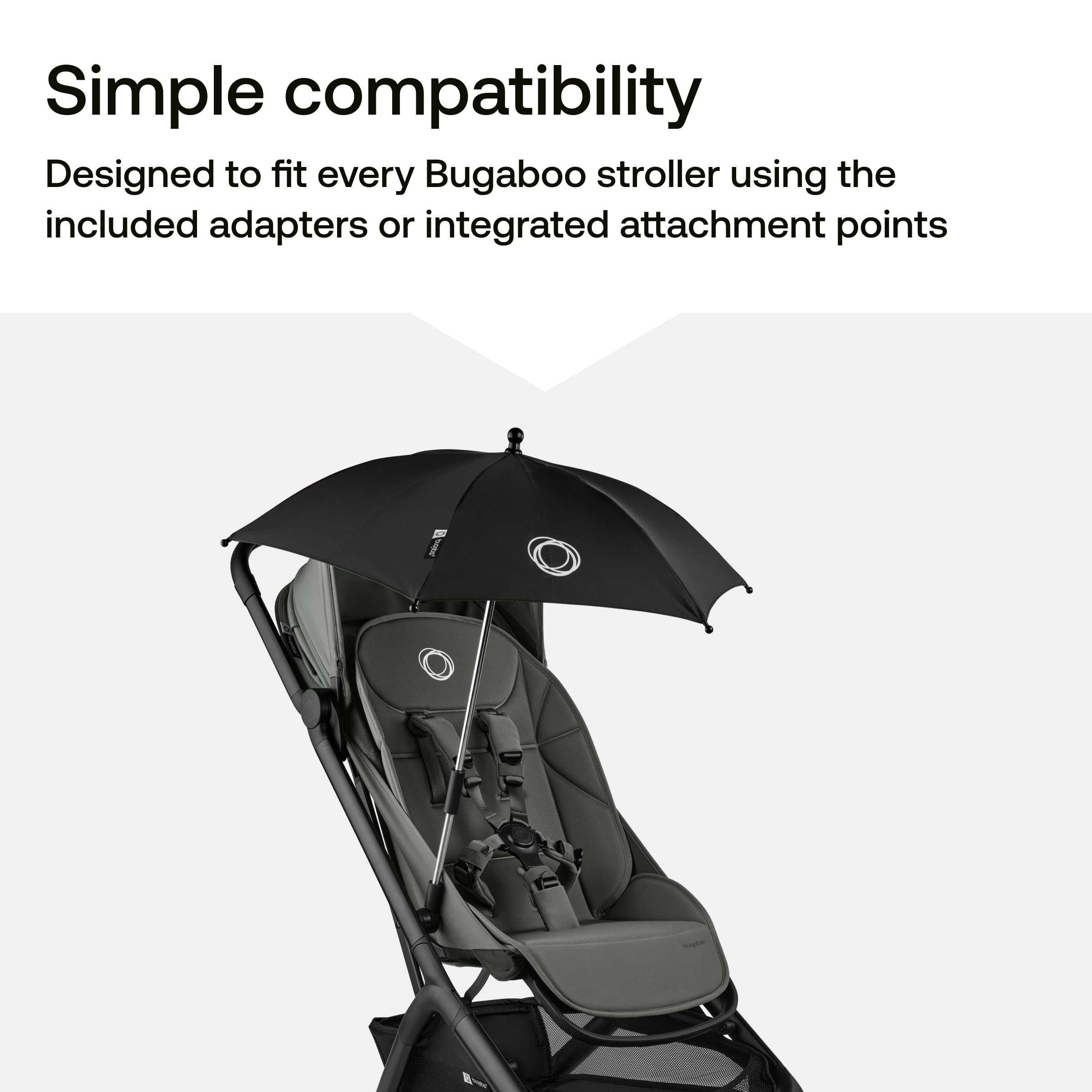 Bugaboo Parasol UPF 50+ Adjustable Sun Shade for Bugaboo Strollers - Black