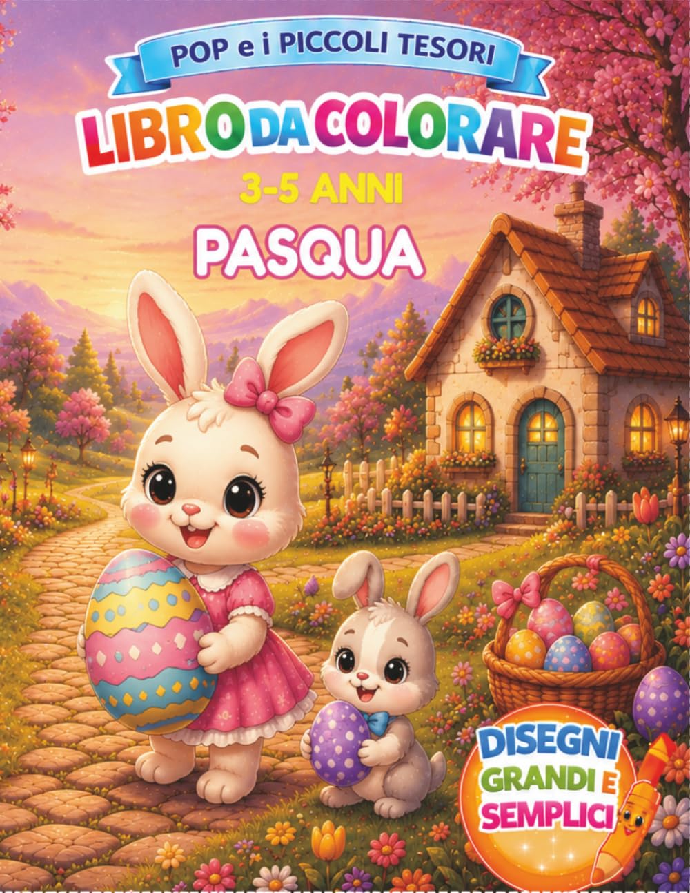 Pop e i Piccoli Tesori: Pasqua: Libro da colorare per bambini 3-5 anni con coniglietti, uova e magia di Pasqua