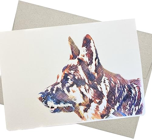 Tarjeta de cumpleaños de pastor alemán, tarjeta de felicitación de pastor alemán (5 x 7 pulgadas, 1 tarjeta texturizada, interior en blanco) para