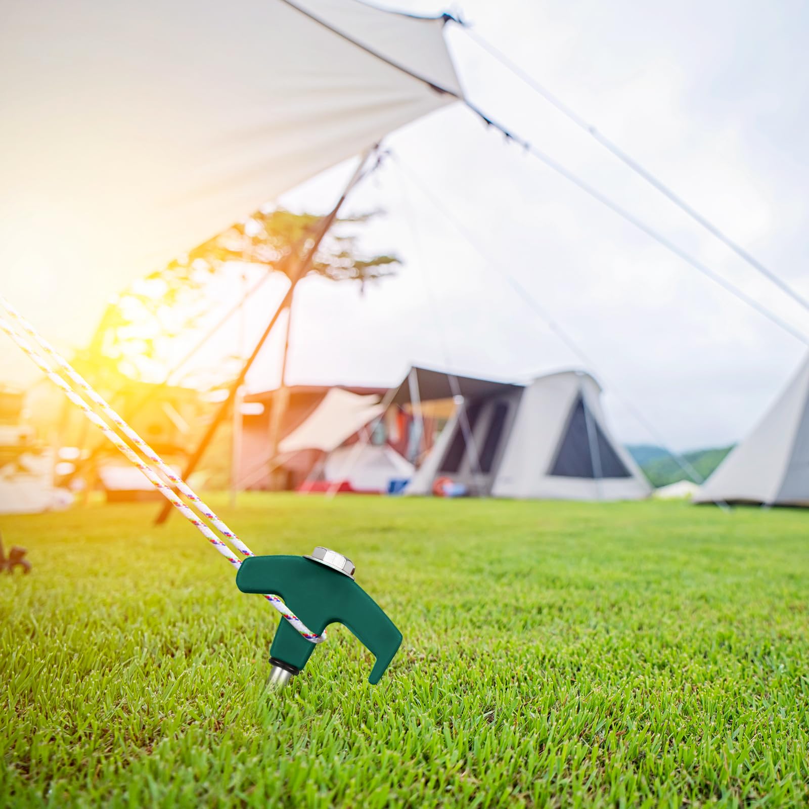 JaGely 20 Pcs 12 Inch Screw In Tent Stakes Heavy Duty Ground Anchors Metal Threaded Tent Spikes Camping Stake Screw In Tent Pegs Screw With Hex Head Driver For Camping Travel Decor Outdoor Black - View #10