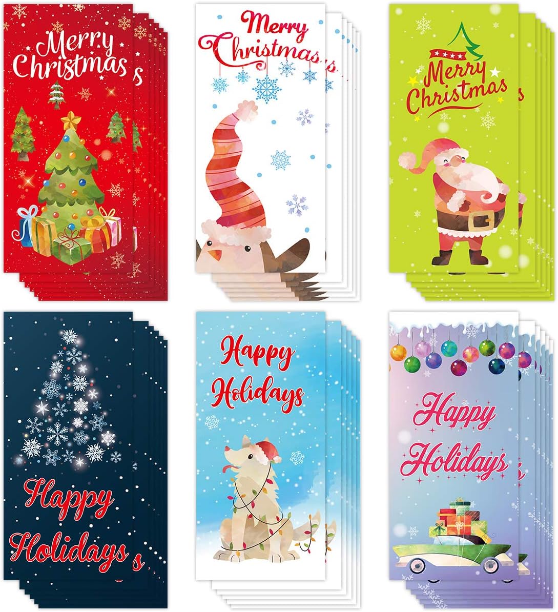 FANCY LAND 36 Christmas Money Card Holders Watercolor Greeting Cards with Envelopes Blank Note Cards office School Home