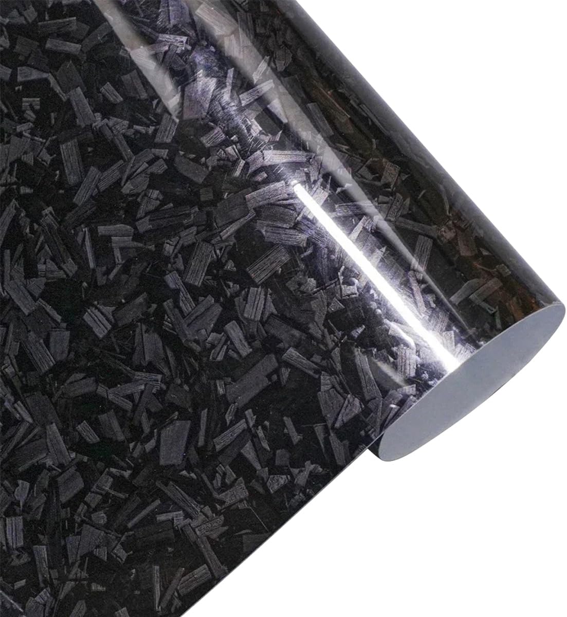 Queenbox 19.6x236.2in Forged Gloss Car Vinyl Wrap, Carbon Fiber Self-Adhesive Auto Decal Sticker for Furniture Motorcycle Bike, Glossy Black