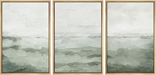 MUDECOR Framed Canvas Print Wall Art Sage Green Abstract Prints Minimali...