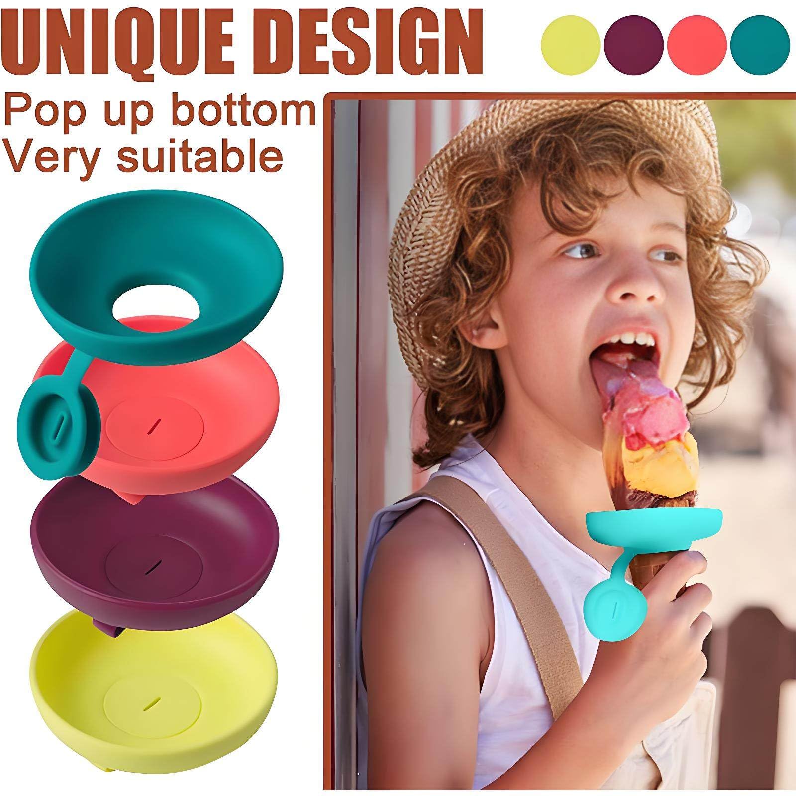 Hummcqit 4PCS Ice Cream Stand Silicone Popsicle Stand Leakproof Ice Cream Stand Ice Lolly Holder Drip Catcher Ice Cream Pop Holder for Pool Party Home Gadget (4pcs) - Image 2