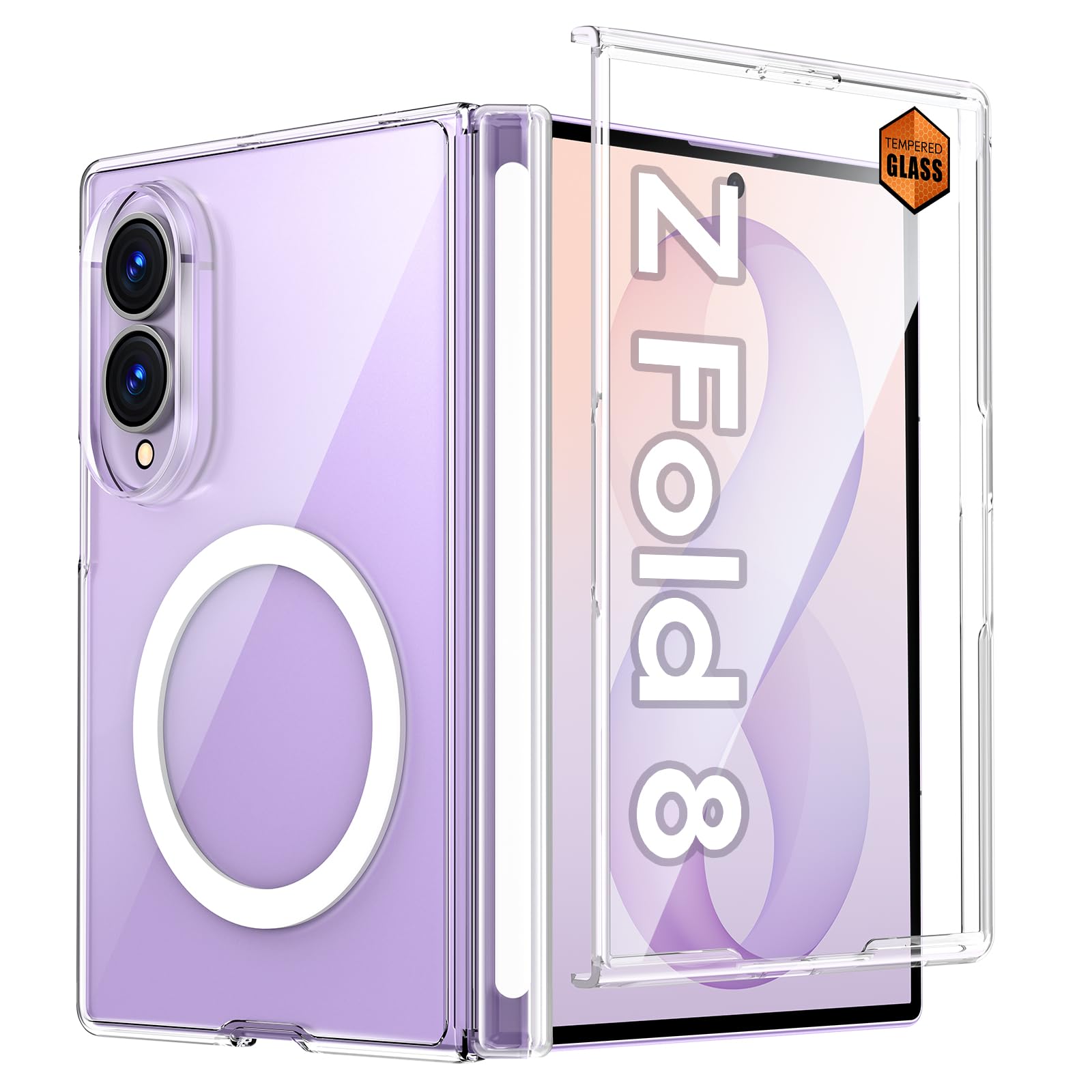 Vizvera Custodia magnetica per Samsung Galaxy Z Fold 8, trasparente