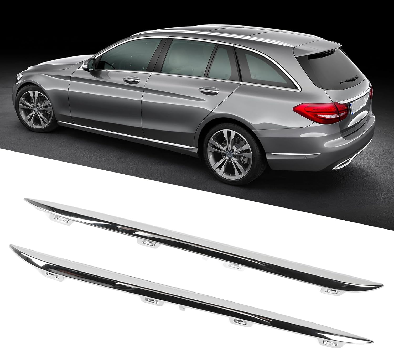 2Pcs Rear Bumper Side Molding Trim, Rear Side Bumper Trim Cover Molding, Stylish Rear Bumper Side Cover with Snap for Automotive
