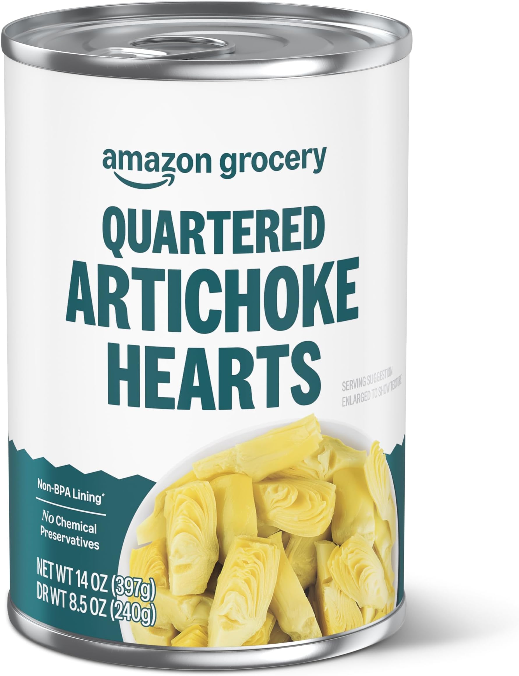 Amazon Grocery, Canned Artichoke Hearts, Quartered, 14 Oz (Previously Amazon Fresh, Packaging May Vary)